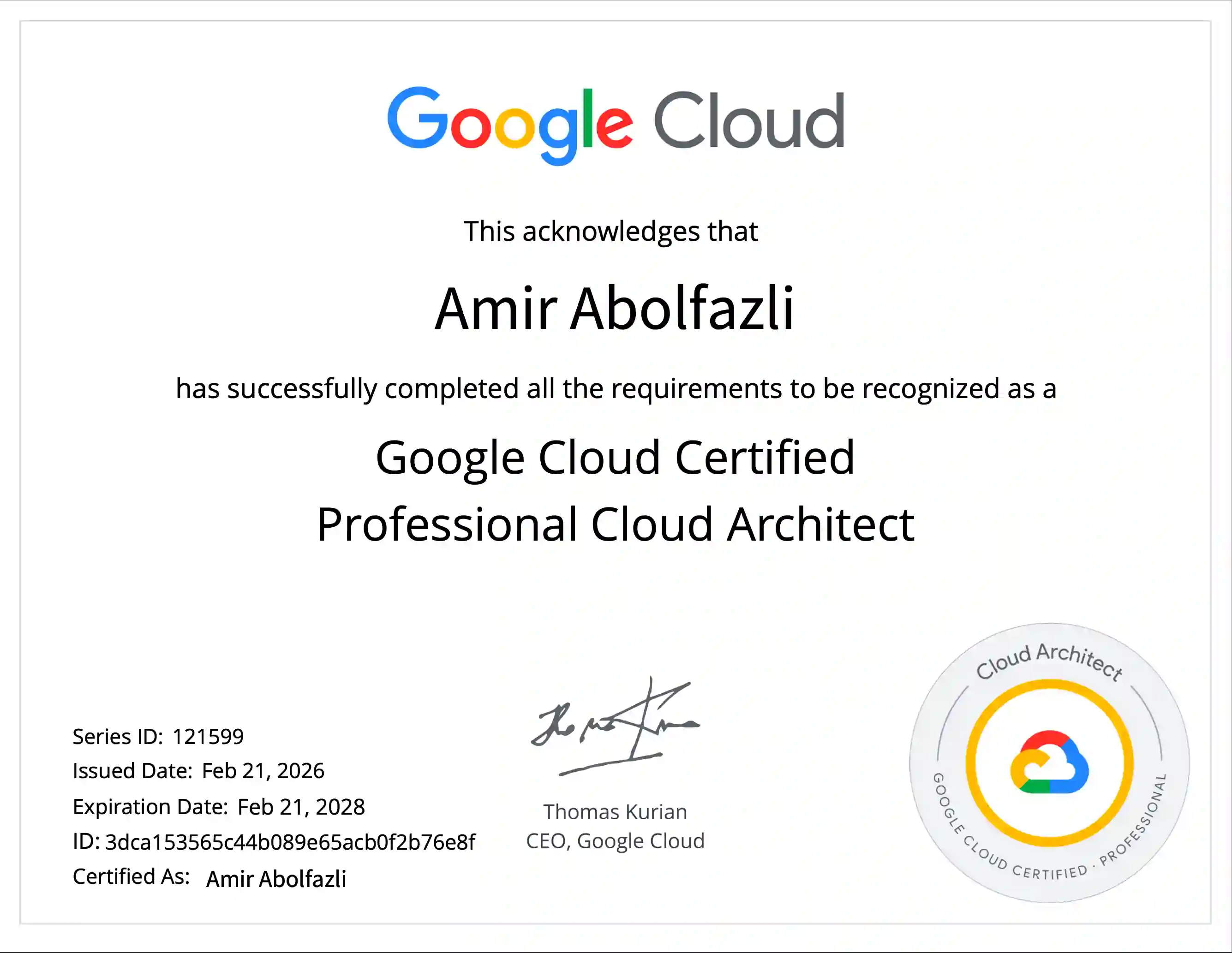 Google Cloud Certified Professional Cloud Architect